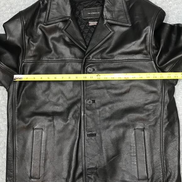 Jim & Mary Lou Leather Jacket Mens XL Black 3M Thinsulate Car Coat Quilted Lined - Picture 4 of 16